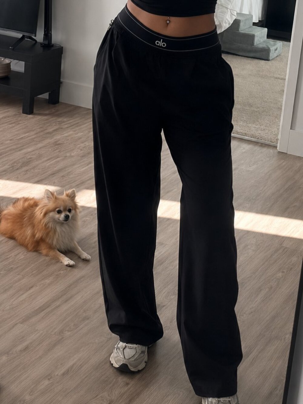 NWT 🖤 Black Alo Yoga Wide Leg Suit Up Pants 😁 High Waisted  |  (30" Inseam)